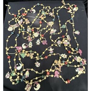 Artisan Style Christmas Tree Garland Wooden Beads Resin Mini Ornaments 108” S1P